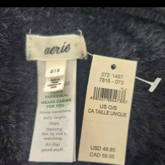 Aerie Black Faux Fur One Size Over Size Open Cardigan Hooded Pockets NEW NWT - Picture 5 of 5